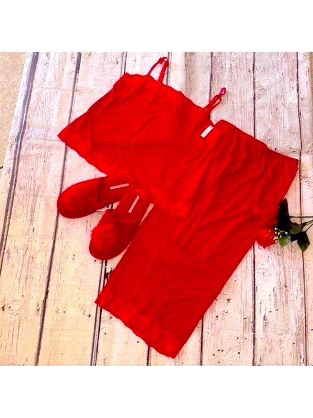 VICTORIA'S SECRET Heavenly Lace Cami Model Pant Set & Slipper